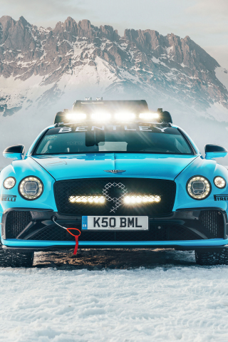 Blue car, 2020 Bentley Continental GT Ice Race, 240x320 wallpaper