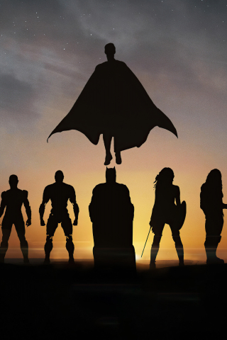 DC Heroes, Justice League, silhouette, movie poster, 2021, 240x320 wallpaper