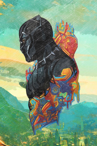Black panther, superhero, promo art, 240x320 wallpaper