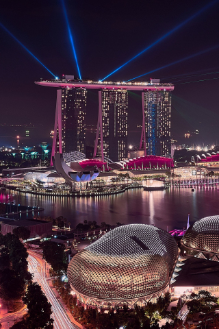 Marina Bay Sands, Singapore, cityscape, buildings, aerial view, 240x320 wallpaper