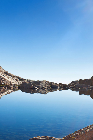 Mount Whitney, mountains, lake, blue sky, reflections, 240x320 wallpaper