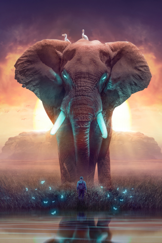 The Elephant of dreamland, wild animals, fantasy, 240x320 wallpaper