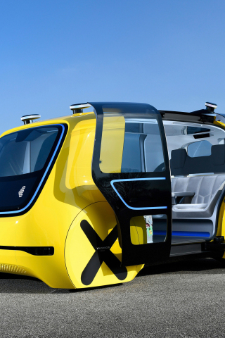 Yellow, Volkswagen Sedric, Autonomous concept car, 240x320 wallpaper