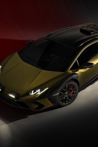 2023 Lamborghini Huracan Sterrato, top-view of dark-green car, 240x320 wallpaper