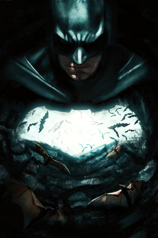 Batman, dark, bat cave, 2020 art, 240x320 wallpaper