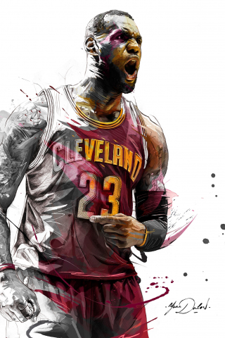 Lebron James, basketball player, artwork, 240x320 wallpaper