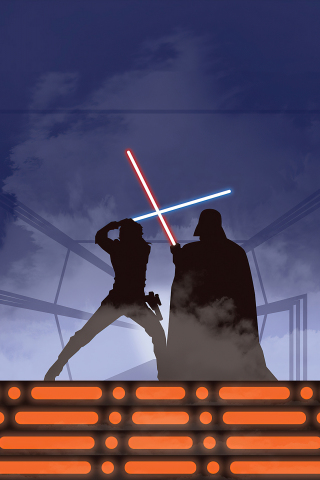 Star Wars: The Empire Strikes Back, fight, silhouette, 240x320 wallpaper