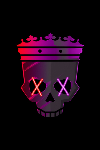 Skull with crown, minimal and dark, 240x320 wallpaper