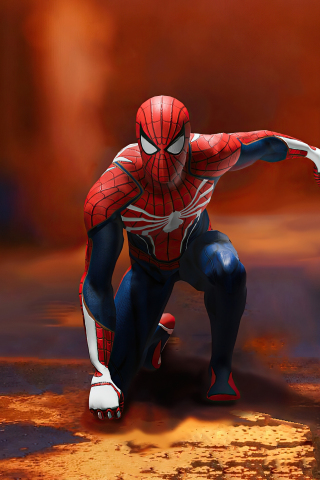 Spider-man, ready for jump, game art, 240x320 wallpaper