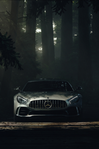 Mercedes-AMG GT, dark, 2018, 240x320 wallpaper