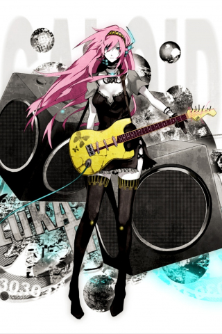 Guitar, Megurine Luka, Vocaloid, anime girl, 240x320 wallpaper