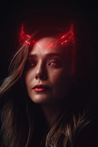 Scarlet Witch, red glowing eyes, art, 240x320 wallpaper