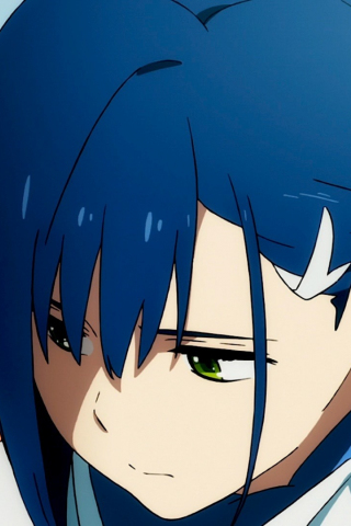 Tense, anime girl, blue hair, Ichigo, 240x320 wallpaper