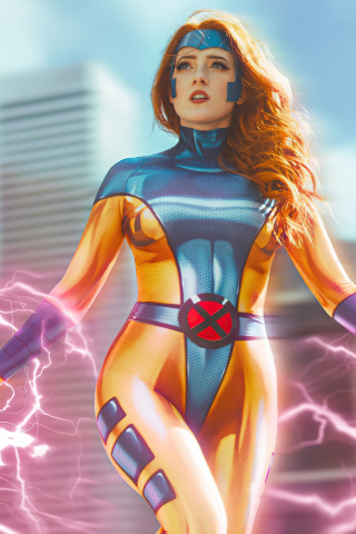 Jean grey, cosplay, superhero powers, x-men, 240x320 wallpaper