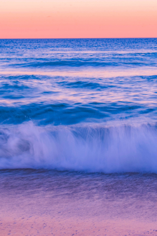 Tide, sea waves, sunset, shore, 240x320 wallpaper
