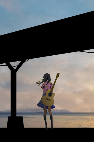 Anime girl, minimal, Tsubasa Hanekawa, sunset, outdoor, 240x320 wallpaper