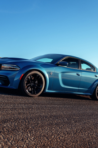 Blue car, Dodge Charger SRT Hellcat, 2019, 240x320 wallpaper