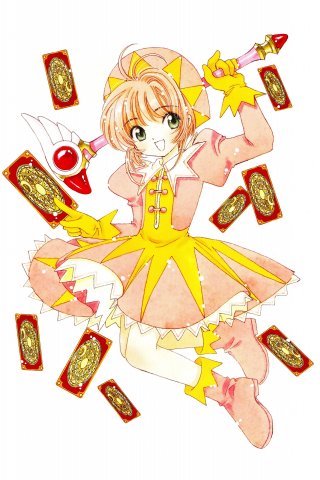 Minimal, happy Sakura Kinomoto, anime girl, 240x320 wallpaper