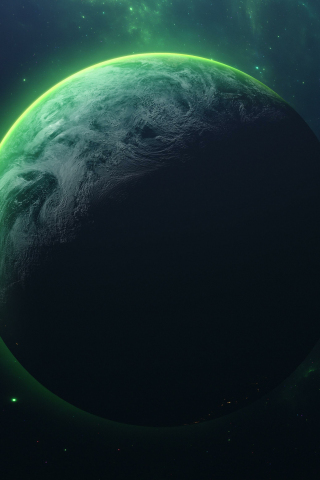 Green planet, green orbit, fantasy, 240x320 wallpaper