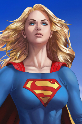 Beautiful and blonde, Supergirl, art, 240x320 wallpaper