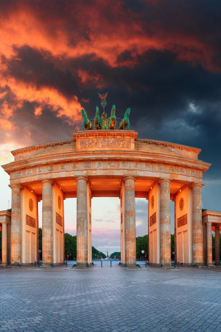 Brandenburg Gate, Ancient architecture of Berlin, city, 240x320 wallpaper