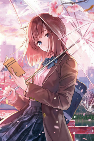 Download wallpaper 240x320 fun in blossom, anime girl, old mobile, cell  phone, smartphone, 240x320 hd image background, 27887