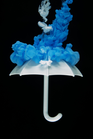 Umbrella, blue ink dipping, abstract, 240x320 wallpaper
