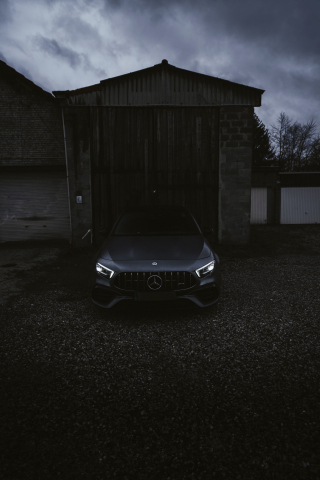 Black car, Mercedes-Benz, 240x320 wallpaper