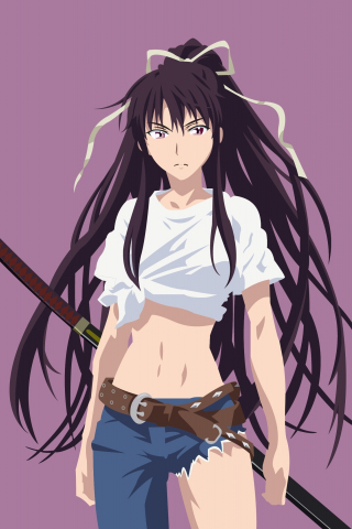 Warrior, anime girl, long hair, Kanzaki Kaori, Toaru Majutsu no Index, 240x320 wallpaper