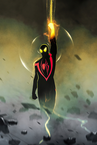 Spider-man, black suit, 2020, artwork, 240x320 wallpaper