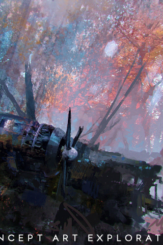 Wreck, aircraft, Battlefield 5, concept art, 240x320 wallpaper