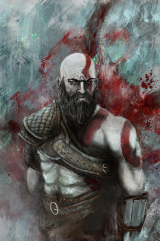 Download wallpaper 240x320 warrior, kratos, video game, art, old mobile ...