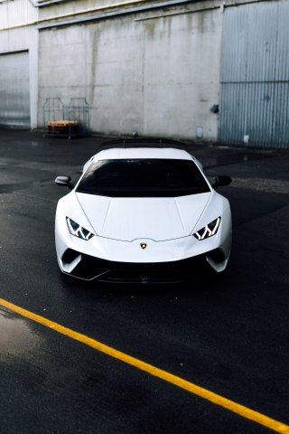 Lamborghini Aventador, front-view, white car, 240x320 wallpaper