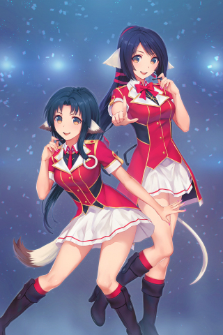 Anime girls, eruruu, kuon, utawarerumono, 240x320 wallpaper