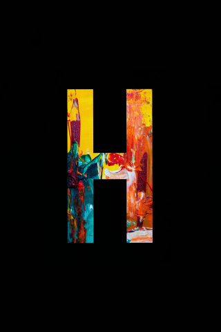 H alphabet, colorful, dark art, 240x320 wallpaper
