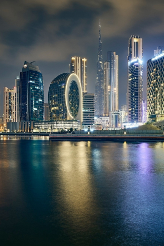 Night view of Dubai, cityscape, 240x320 wallpaper