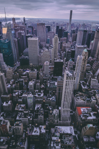 New york, city, buildings, aerial view, 240x320 wallpaper