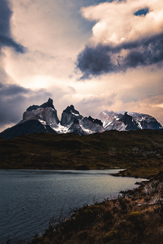 Chile, mountains, lake, clouds, landscape, 240x320 wallpaper