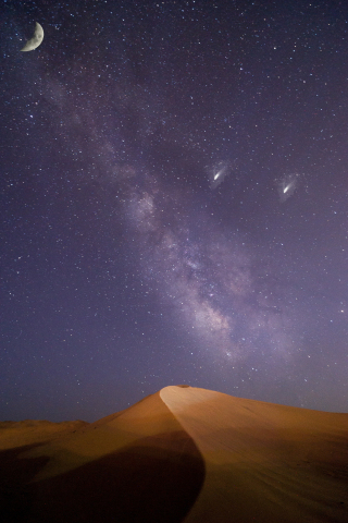 Milky way, desert, night, sky, 240x320 wallpaper