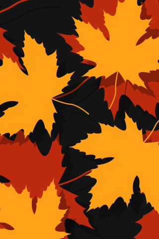 Maple leaf, autumn, digital art, 240x320 wallpaper