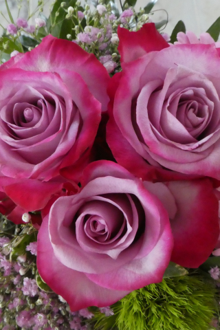 Pink rose, bouquet, flowers, 240x320 wallpaper