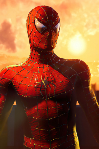 Red suit, spider-man, marvel's hero, 2023, 240x320 wallpaper