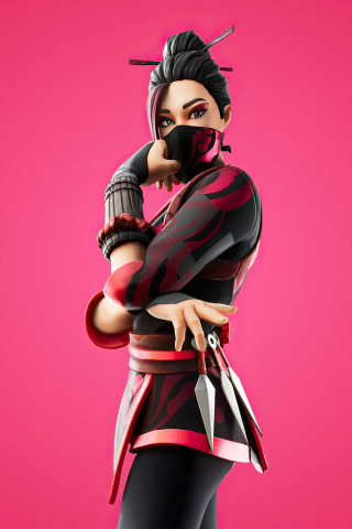Fortnite, Red Jade outfit, game, 2020, 240x320 wallpaper