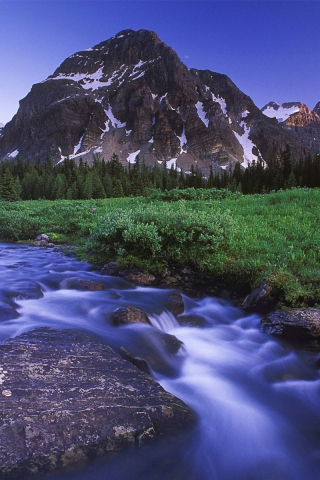 Mountains, stream, river, nature, landscape, 240x320 wallpaper