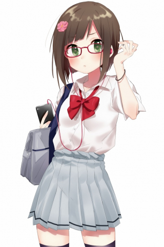 Cutie, anime girl with glasses, original, 240x320 wallpaper