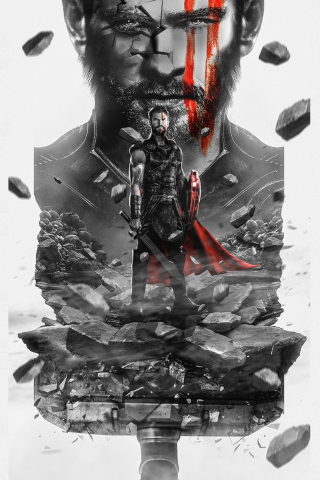 Thor: Ragnarok, Thor, minimal, artwork, 240x320 wallpaper