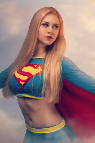 Supergirl, cosplay, girl model, blonde, long hair, 240x320 wallpaper