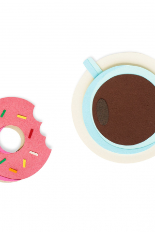 Doughnut and coffee cup, minimal, digital art, 240x320 wallpaper
