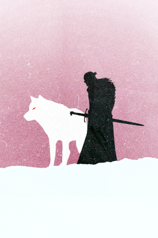 Jon snow, wolf, game of thrones, tv series, minimal, 240x320 wallpaper