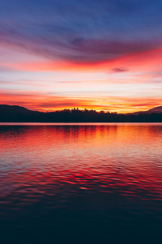 Lake, sunset, horizon, beautiful, 240x320 wallpaper